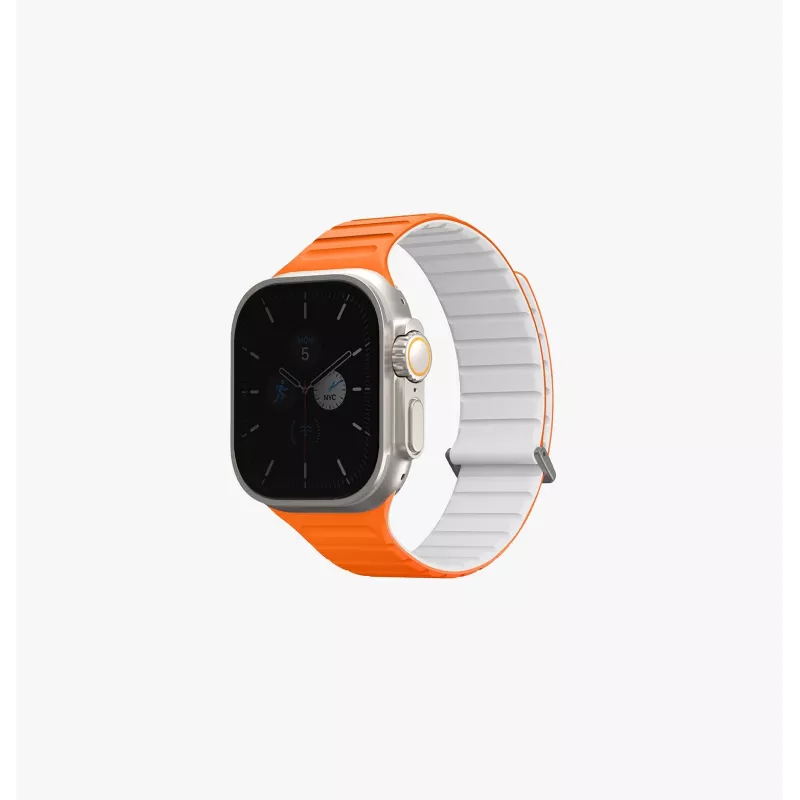 UNIQ Revix Evo Reversible Magnetic Silicone Strap for Apple Watch Series 1/2/3/4/5/6/7/8/9/SE/SE2/SE3/Ultra/Ultra2/Ultra3 42/44/45/49mm Viridian Green / Burnt Yellow