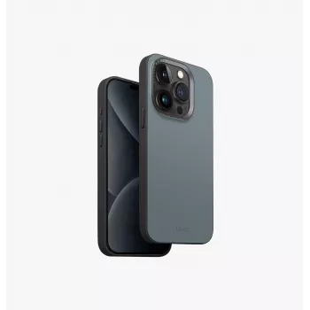 UNIQ Lyden DS MagClick apsauginis dėklas su įkrovimu, skirtas iPhone 15 Pro 6.1 colio, Washed Blue-Black