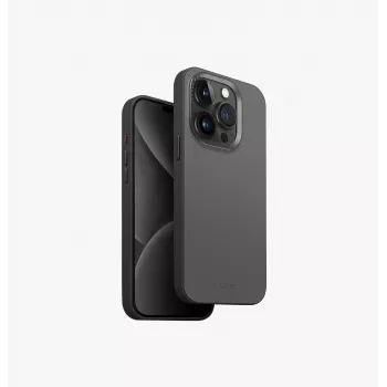 UNIQ Lyden DS MagClick įkrovimo dėklas, skirtas Apple iPhone 15 Pro 6,1 colio, anglies pilkai juodos spalvos