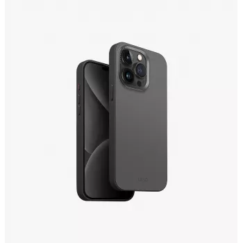 UNIQ Lyden DS MagClick apsauginis dėklas su įkrovimu, skirtas iPhone 15 Pro Max 6,7 colio, anglies pilkai juodos spalvos