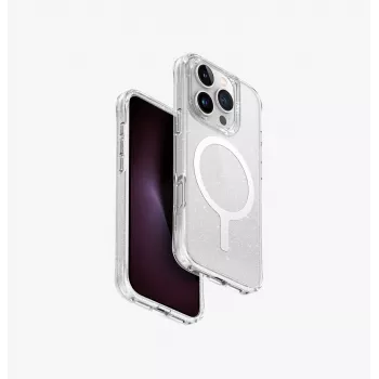 UNIQ LifePro Xtreme Magclick Įkrovimo Dėklas, skirtas iPhone 16 Pro 6,3 colio, Skaidrus Blizgučių Lucent