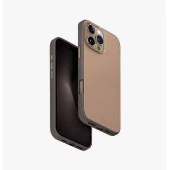 UNIQ Lyden DS MagClick apsauginis dėklas su magnetiniu įkrovimu, skirtas iPhone 16 Pro Max 6,9 colių, ruda/Flint Grey