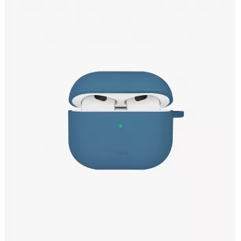 UNIQ Nexo Dėklas, skirtas AirPods 4, su ausų kabliukais, silikoninis, Ramiojo vandenyno mėlyna
