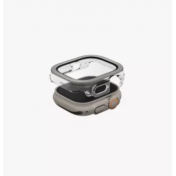 UNIQ Voute Dėklas Apple Watch Ultra 49mm su Grūdinto Stiklo Ekrano Apsauga Sidabrinis