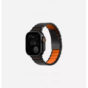UNIQ Strova Flex Strap, skirtas Apple Watch 44/45/46/49 mm (Series 1–11, SE, Ultra) – sidabrinis-žalsvai geltonas