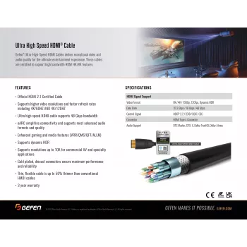 Gefen GEF-CAB-HS-HDMI-2M HDMI 2.1 laidas 2m juodas 48Gbps 3D