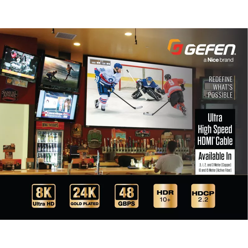 Gefen GEF-CAB-HS-HDMI-10M Ultra High Speed HDMI 2.1 laidas 10 m – 48 Gbps – 8K – juodas