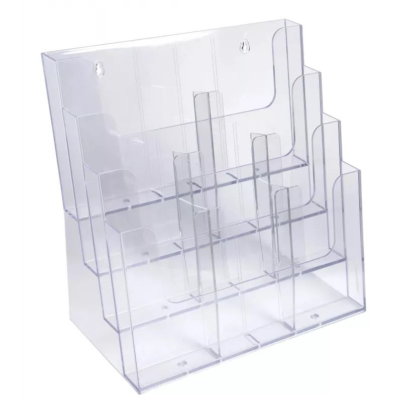 Exacompta Office Variable Compartment Brochure Holder, 6 Adjustable Compartments, Transparent, DIN A4