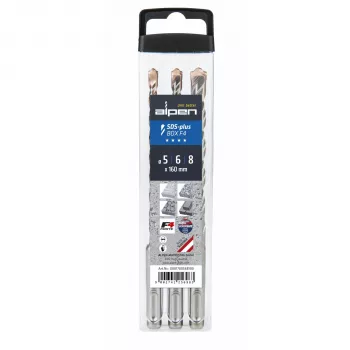 Alpen SDS+ F4 Box 3 vnt. 5-6-8x160 mm Gręžtuvų rinkinys betonui