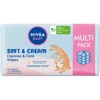 NIVEA Baby Soft & Cream drėgnos servetėlės 4x57