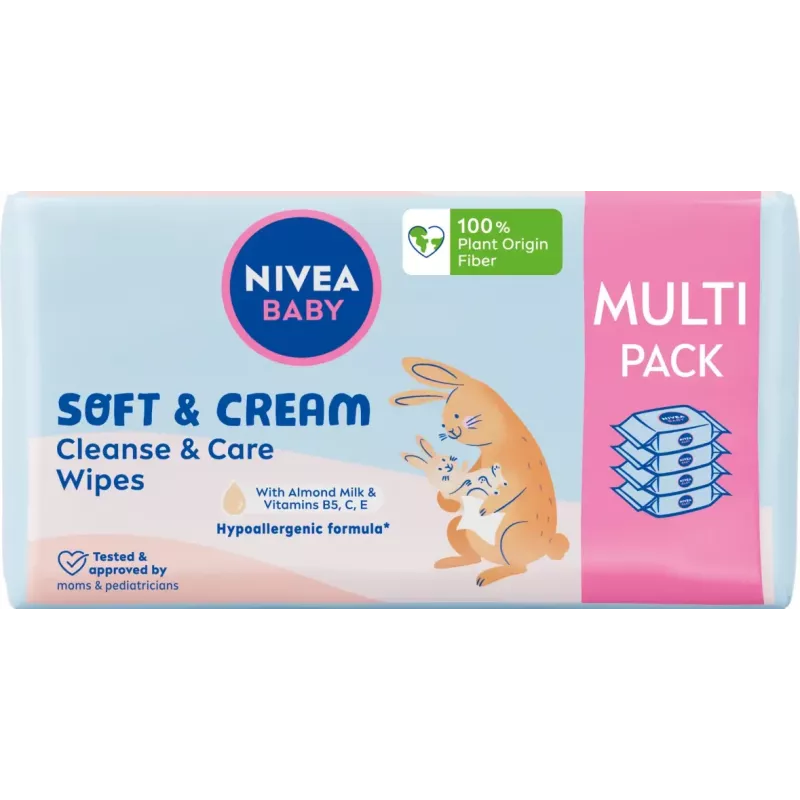 NIVEA Baby Soft & Cream šlapios servetėlės kūdikiams 4x57