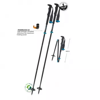 Komperdell FX L Carb Vario Approach Compact sudedamos trekingo lazdos, 4 dalių aliuminis 7075-T6 ir anglies pluoštas, FX Lite sulankstymo mechanizmas, Powerlock 3.0