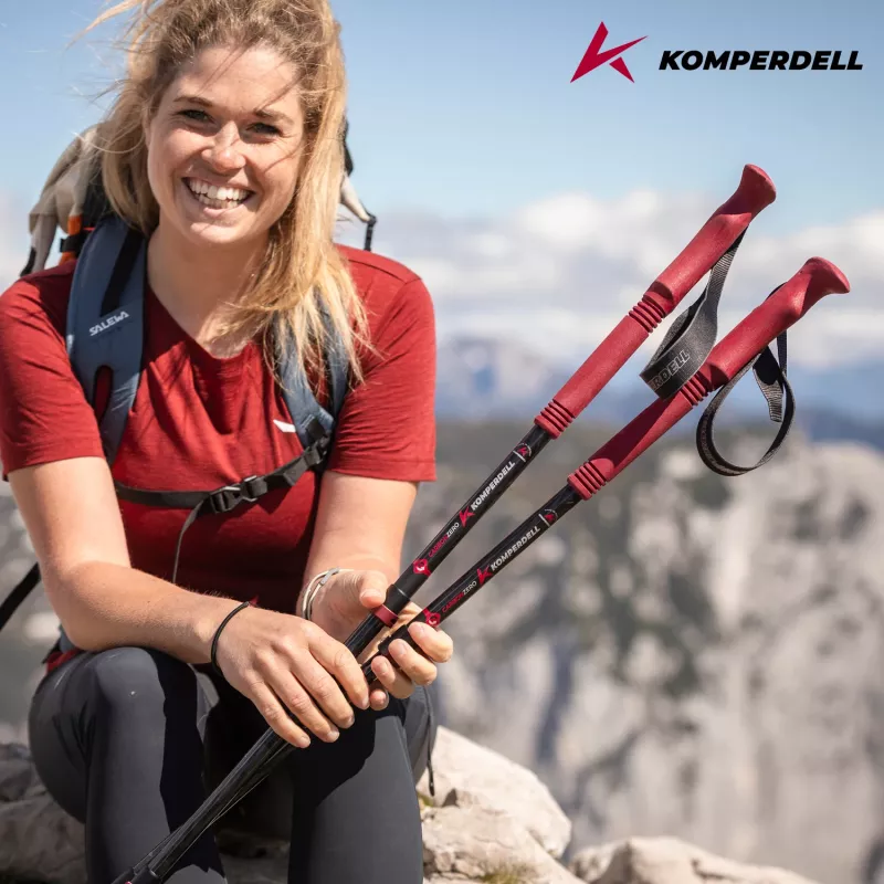Komperdell Carbon EVO Zero Compact Trekking Poles - Malbec