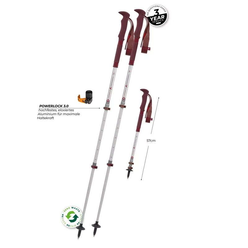 Komperdell Explorer Zero Compact Trekking Poles - Malbec