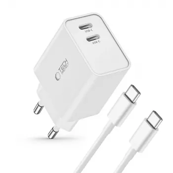 Tech-Protect C35W 2-Port USB-C Charger White
