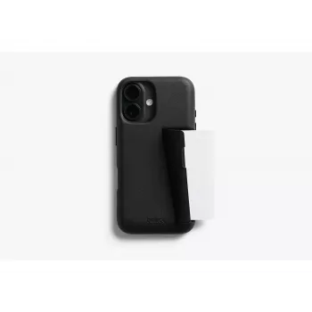 Bellroy Leather Card Case, skirta iPhone 16, juoda