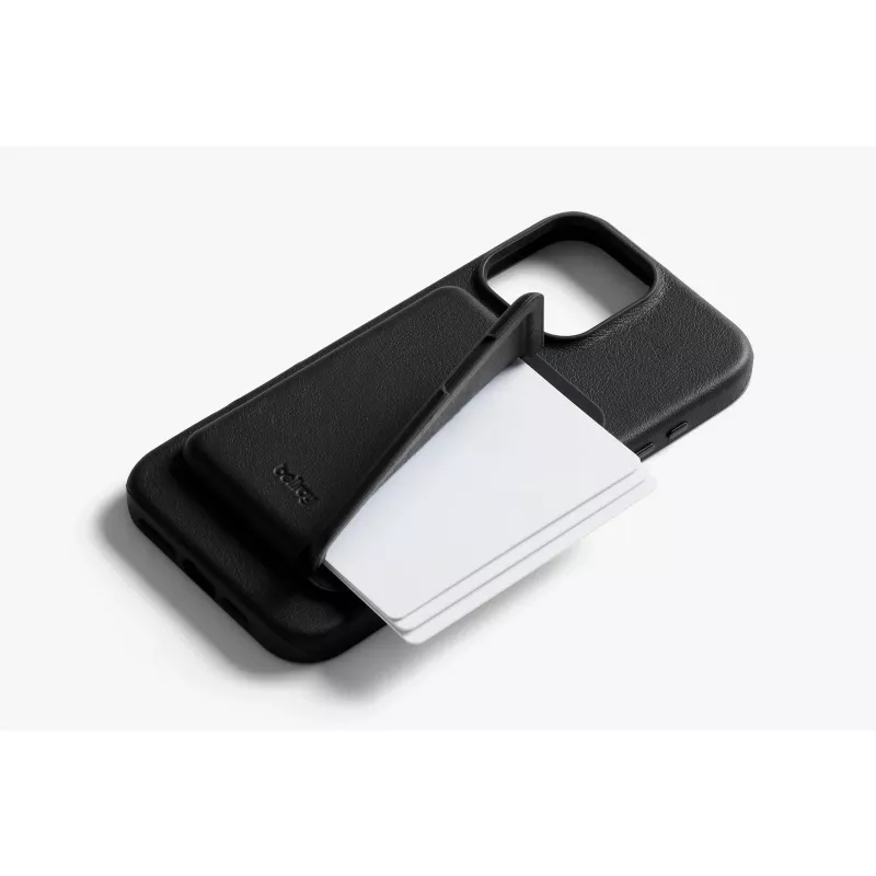 Bellroy Leather Case with Magnetic Wallet, skirta iPhone 16 Pro Max, juoda