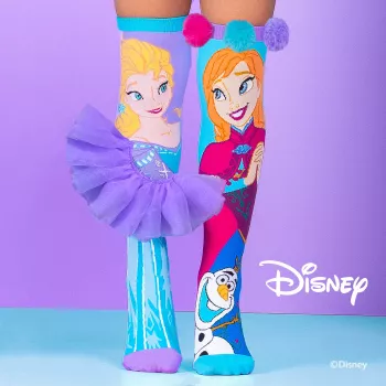 MADMIA Disney Frozen Elsa Anna Knee-High Socks for Girls - 1 Pair, Kids' Shoe Size US 10-3 (EU 27-34), Multi-Color