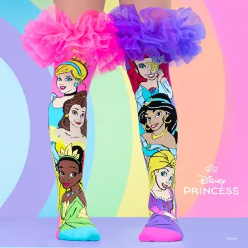 MADMIA Disney Princess 3D Knee-High Socks for Girls - 1 Pair - Kids Shoe Size US 10-3