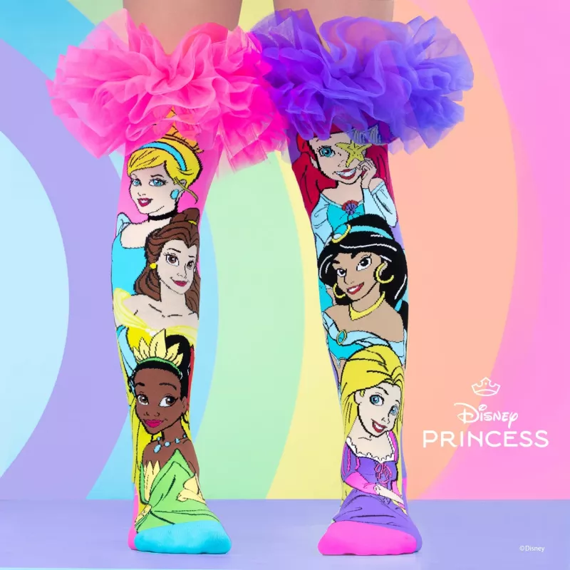 MADMIA Disney Princess 3D Knee-High Socks for Girls - 1 Pair - Kids Shoe Size US 10-3