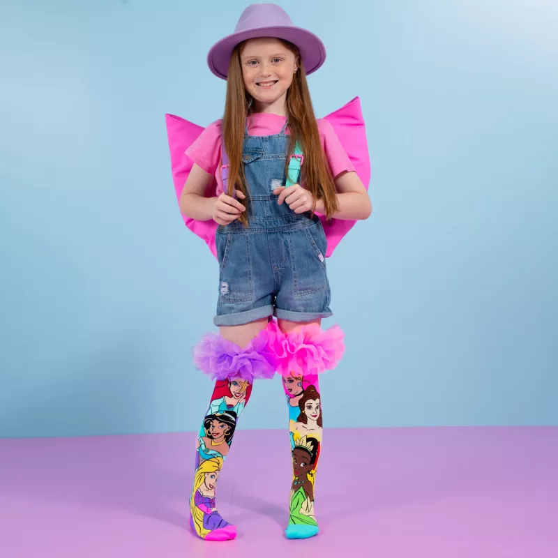 MADMIA Disney Princess 3D Knee-High Socks for Girls - 1 Pair - Kids Shoe Size US 10-3