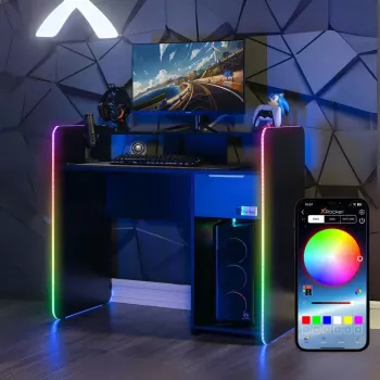X Rocker 2023269 žaidimų stalas su LED, juodas