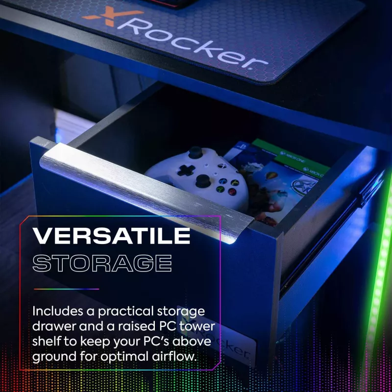 X Rocker 2023269 žaidimų stalas su LED, juodas