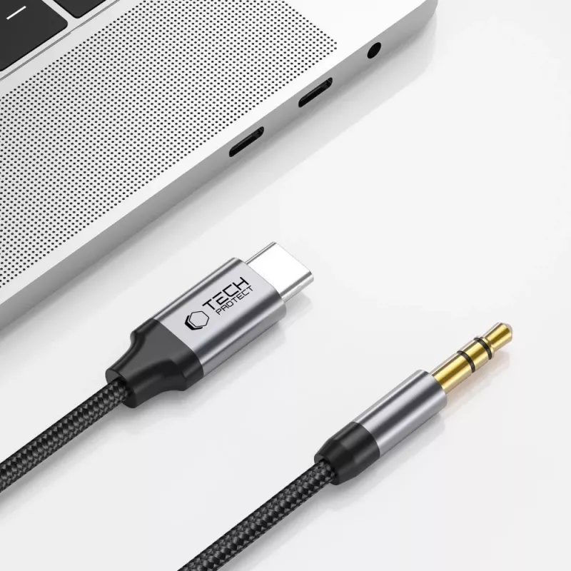TECH-PROTECT ULTRABOOST USB-C į 3,5 mm Mini Jack garso laidas 100 cm juodas
