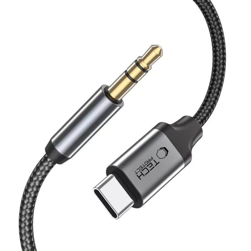 TECH-PROTECT ULTRABOOST USB-C į 3,5 mm Mini Jack garso laidas 100 cm juodas