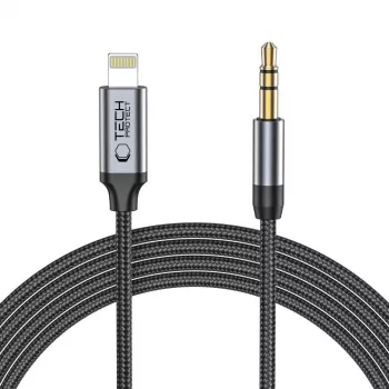 TECH-PROTECT UltraBoost Lightning į AUX Mini Jack 3.5mm laidas 100cm juodas
