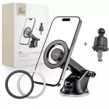TECH-PROTECT N51 Magnetinis MagSafe laikiklis automobiliui ant prietaisų skydelio ir ventiliacijos angos, juodas