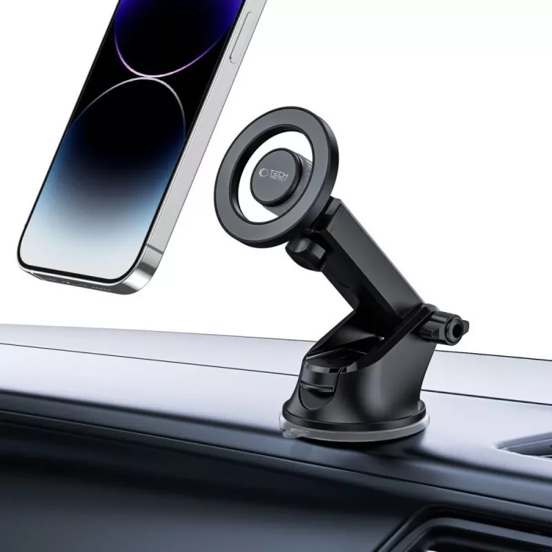 TECH-PROTECT N51 Magnetinis MagSafe laikiklis automobiliui ant prietaisų skydelio ir ventiliacijos angos, juodas