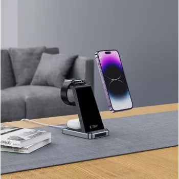 Tech-Protect QI15W-A26 3IN1 belaidė įkrovimo stotelė, juoda