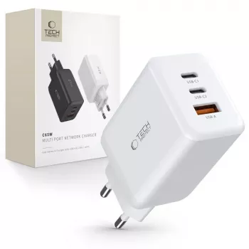 TECH-PROTECT C65W 3-Port Network Charger PD 65W / QC3.0 White