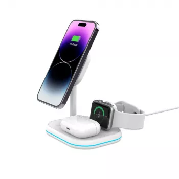TECH-PROTECT QI15W-A27 3IN1 „Magnetic MagSafe“ belaidis įkroviklis baltas