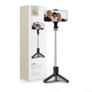 Tech-Protect L02S Selfie Stick Tripod su Bluetooth nuotolinio valdymo pulteliu, juodas