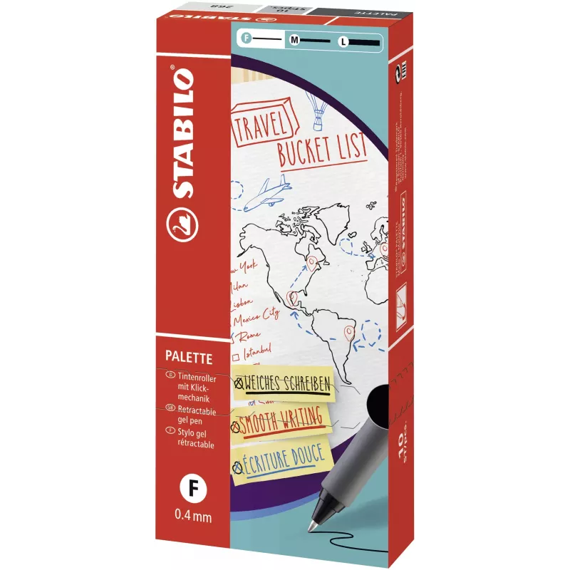 STABILO Palette įtraukiamas gelinis rašiklis 0,4 mm, juodas
