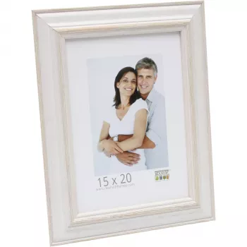 Deknudt S221H1 medinis nuotraukų rėmelis 15x20 baltas su smėlio spalvos akcentu
