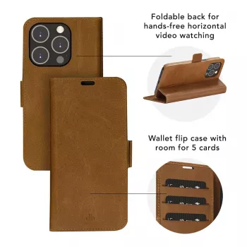 dbramante1928 Copenhagen Flip Case, skirta Samsung Galaxy A54 - natūrali oda - šviesiai ruda