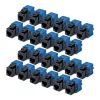 StarTech.com Cat6 Keystone Jack 24 komplektas – RJ45 Ethernet keystone mova, UTP, 180 laipsnių, be įrankių, juoda/mėlyna, 10GBase-T