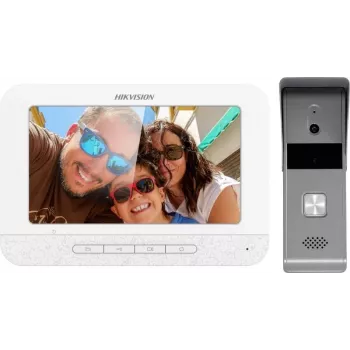 „Hikvision DS-KIS203T“ 2 laidų analoginis vaizdo domofono rinkinys su 7 colių vidaus stotimi ir 2 MP lauko stotimi