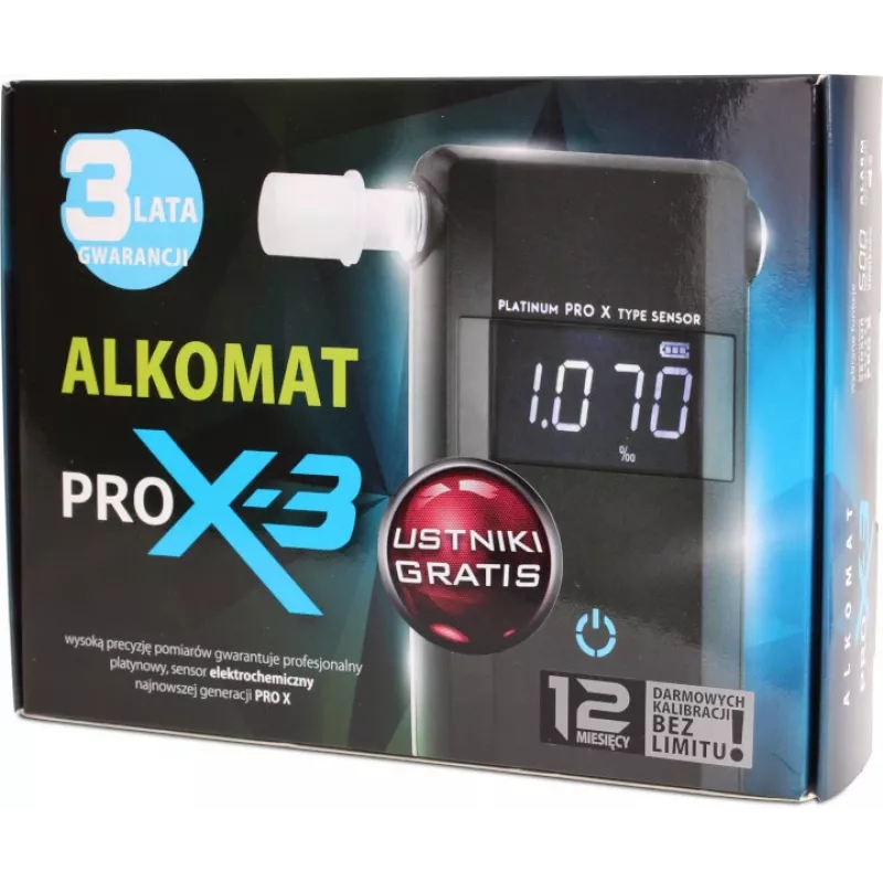 AlcoFind PRO-X-3 alkotesteris su kandikliais, 12 mėnesių kalibracija