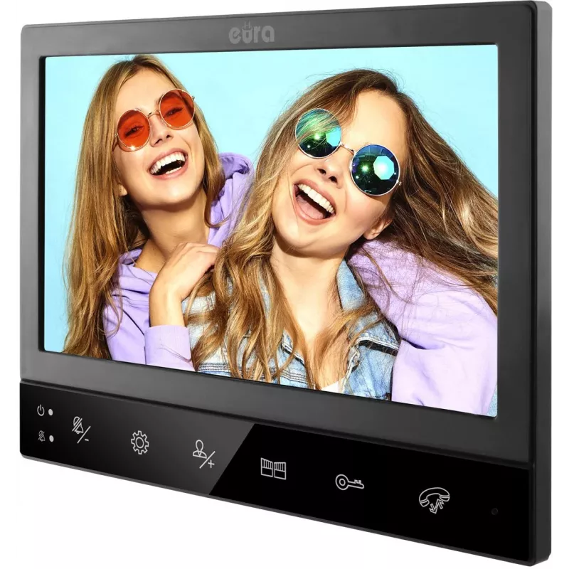 Eura VDP-80C5 Dviejų šeimų vaizdo domofono sistema, juoda, 2x 7 inch LCD, FHD, 2 įėjimai, 1080p kamera, RFID skaitytuvas, montuojama ant paviršiaus
