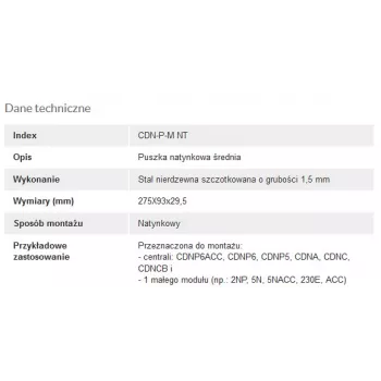 ACO CDN-P-M NT Paviršinis montažinis rėmas su gaubtu, skirtas CDNP5/6, CDNC/B, CDNA