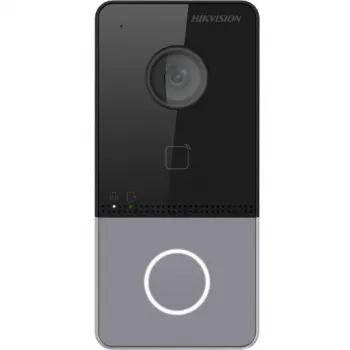 Hikvision DS-KV6113-PE1(C) Vaizdo durų skambutis su 2 MP kamera, PoE, Mifare kortelių skaitytuvu, IP65, IK08, juodas