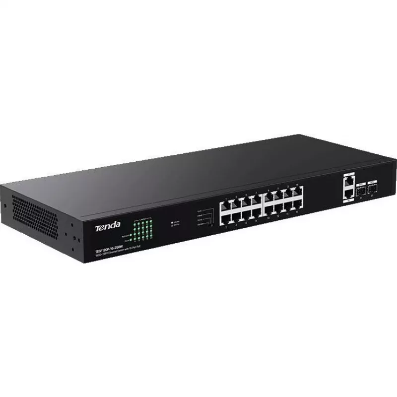 Tenda TEG1120P-16-250W Nevaldomas PoE+ komutatorius 18 prievadų Gigabit 2 SFP 250W