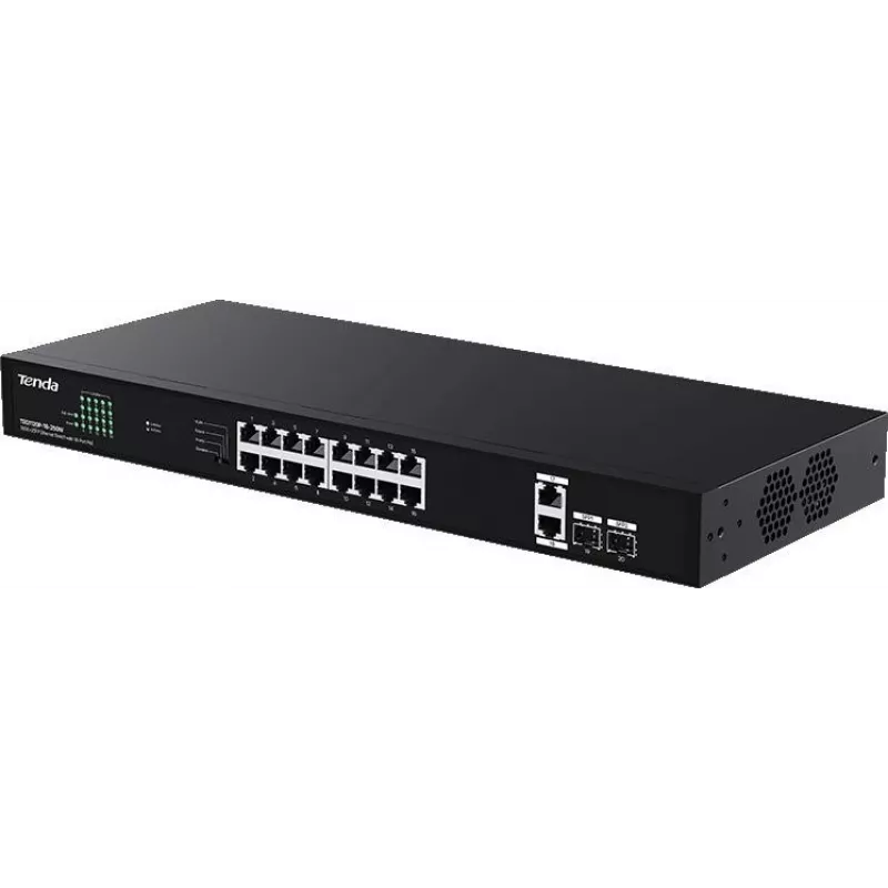 Tenda TEG1120P-16-250W Nevaldomas PoE+ komutatorius 18 prievadų Gigabit 2 SFP 250W