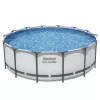 Bestway 5612X Plieninio rėmo antžeminis baseinas 427 x 122 cm (14 pėdų x 48 colių) su filtro siurbliu, kopėčiomis, dangčiu, pagrindo audeklu ir ChemConnect dozatoriumi