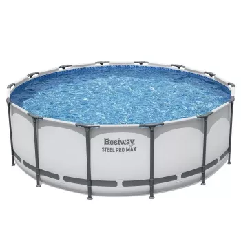 Bestway 5612X Plieninio rėmo antžeminis baseinas 427 x 122 cm (14 pėdų x 48 colių) su filtro siurbliu, kopėčiomis, dangčiu, pagrindo audeklu ir ChemConnect dozatoriumi