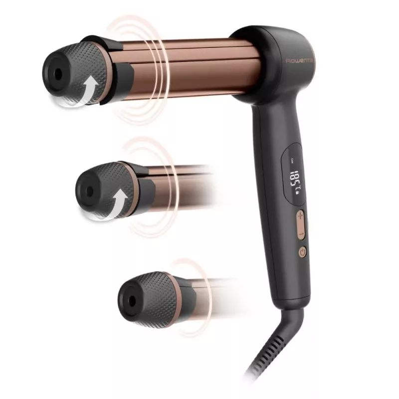 Rowenta CF4620E0 Twist Curl Garbenimo žnyplės – keramika, jonų kondicionavimas, 27/32/38 mm, LCD ekranas, 86 W, juoda/varinė